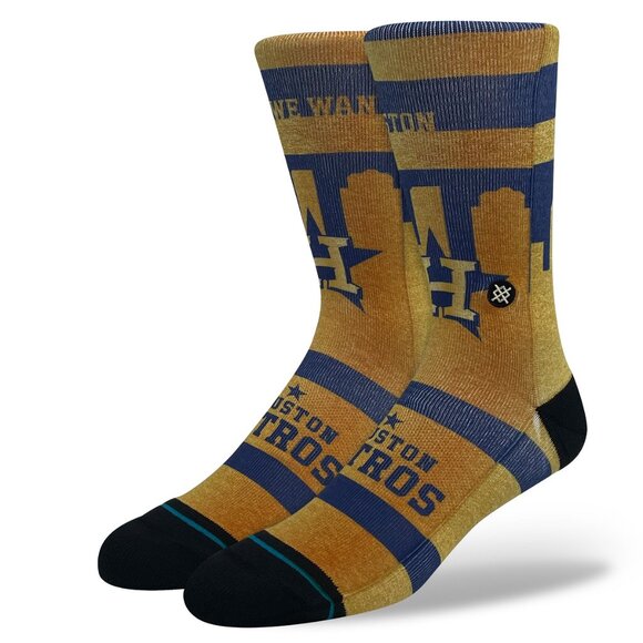 Stance Men's Socks Houston Astros Gold Crew Socks MLB, Size Large 9-13 NWT - Picture 1 of 4
